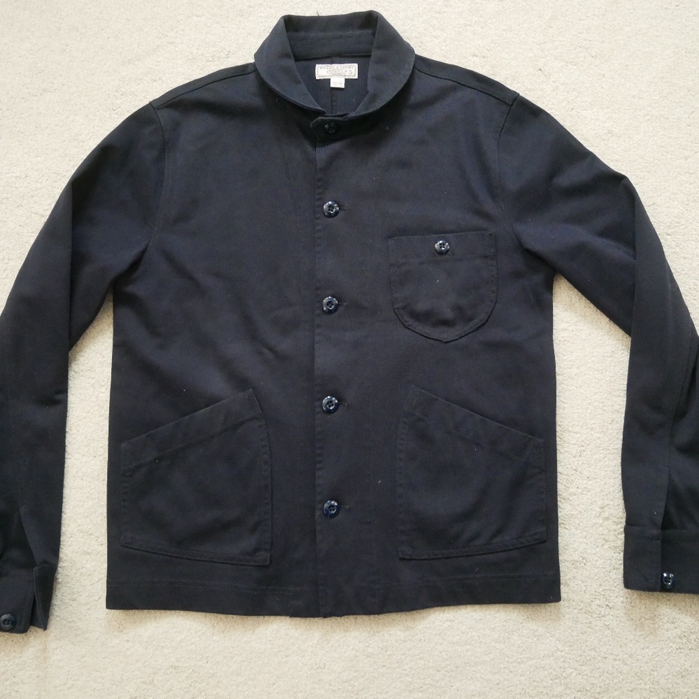 Wallace & Barnes cotton knit Deck Jacket Bomber Jacket Navy Small